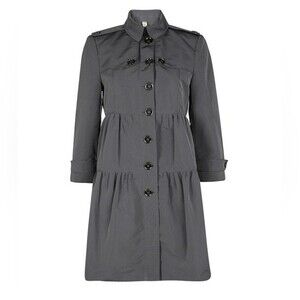 Burberry Gray Chic Edgy Feminine Coquette Girl Babydoll Tiered Trench Size 2